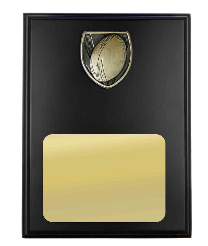 Plaque with Rugby Trim Black-Gold
