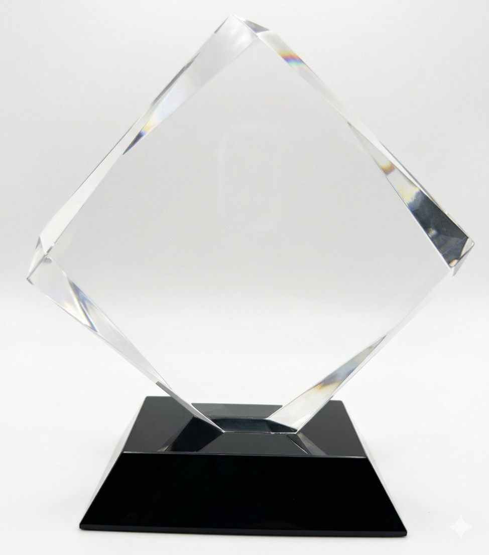 Crystal Cube on Black Base