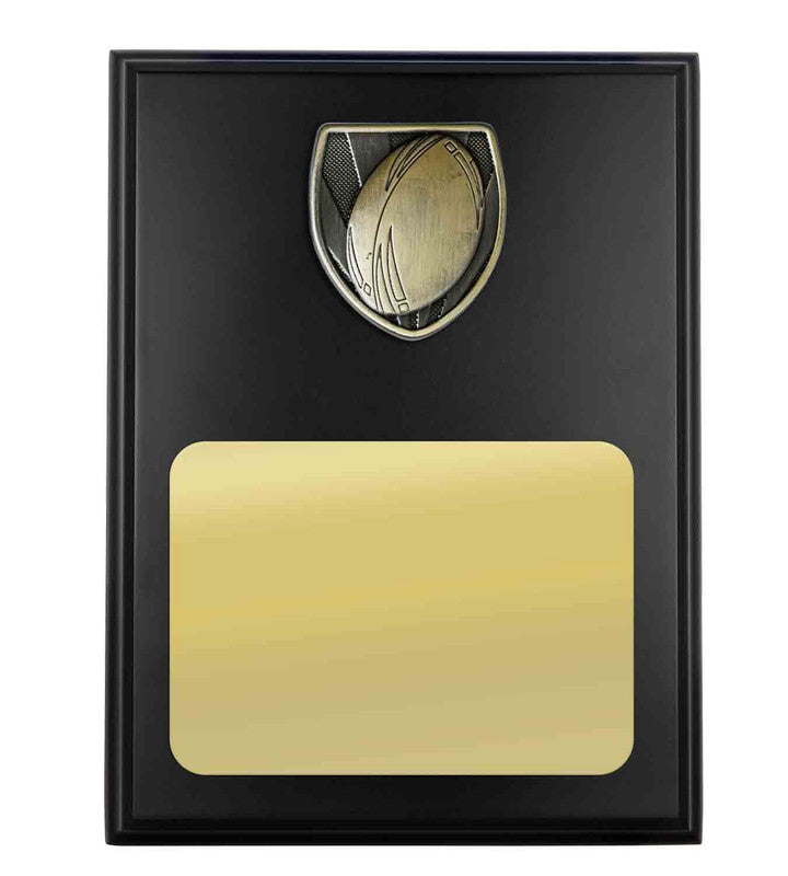 Plaque with Rugby Trim Black-Gold