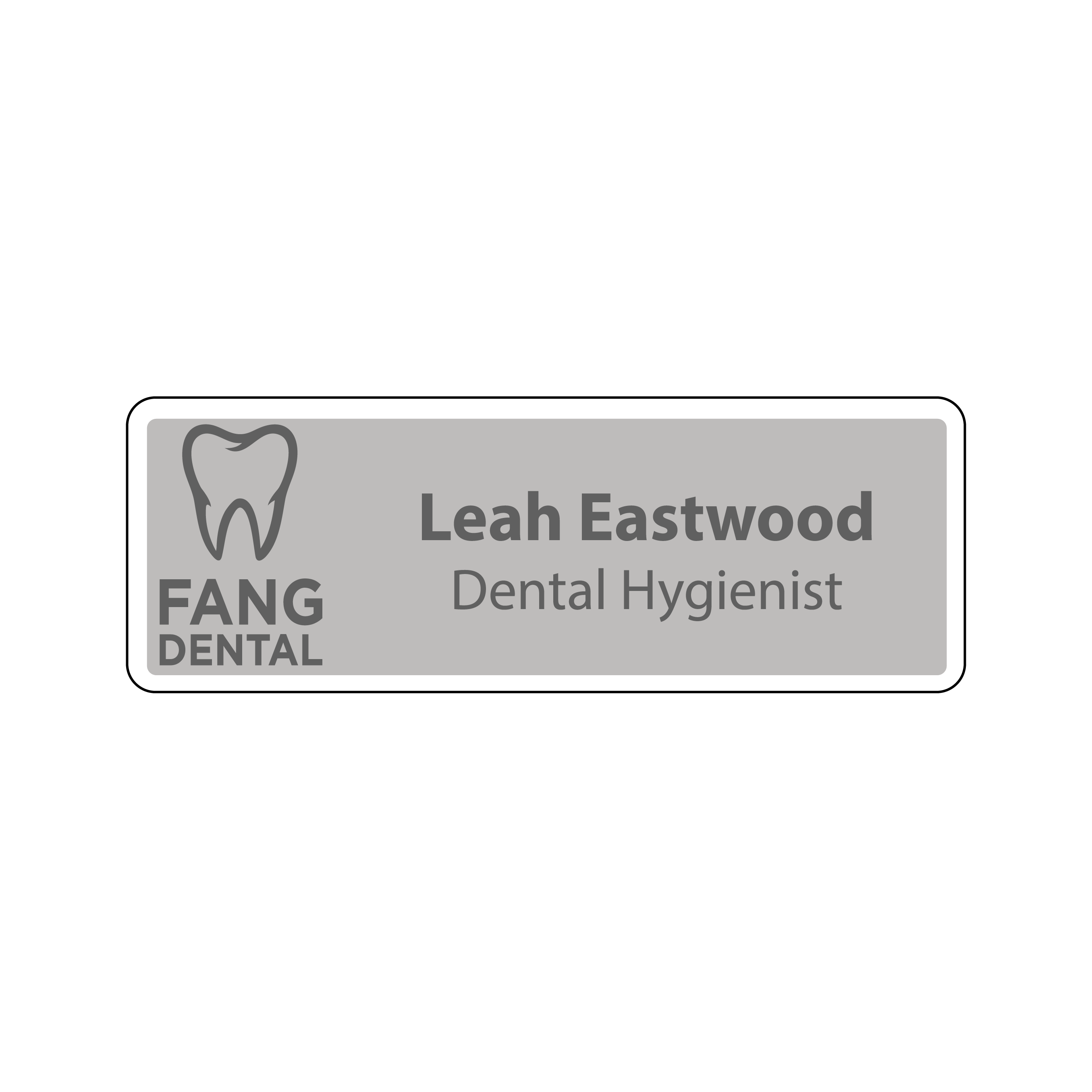 Border name badge in brushed silver