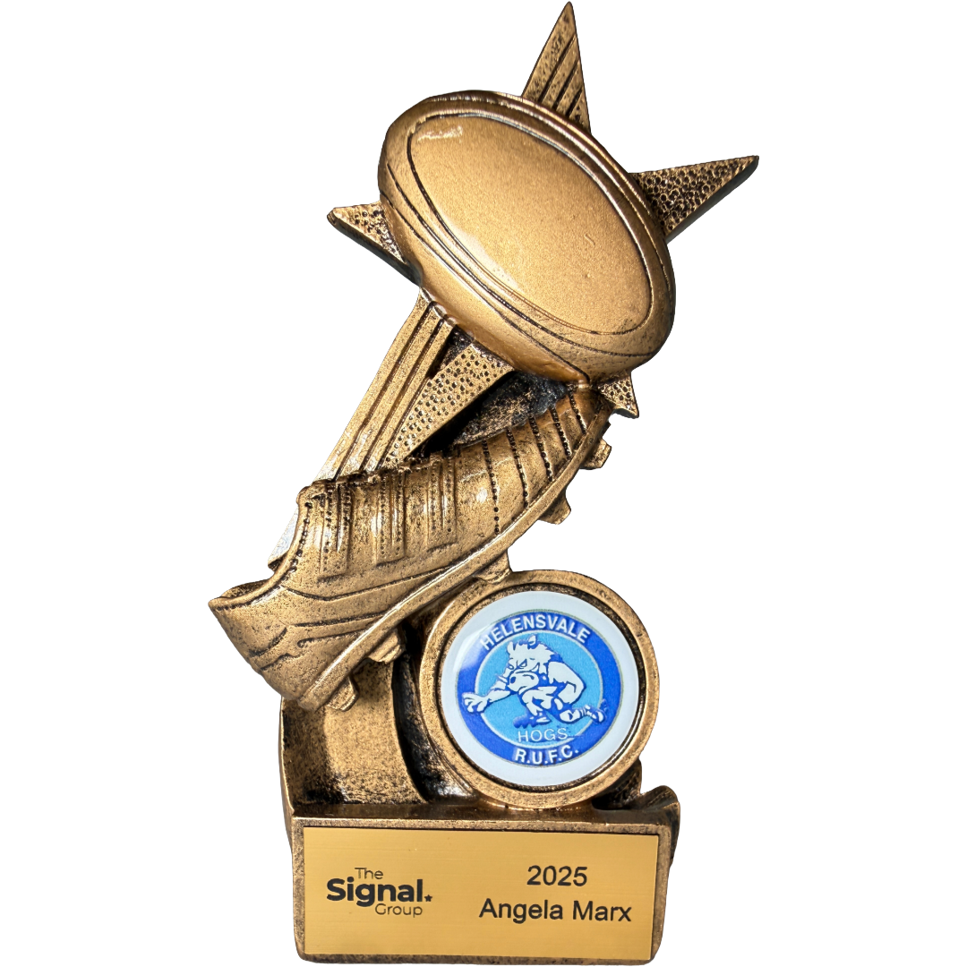 Rugby Ball and boot on star