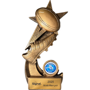 Rugby Ball and boot on star