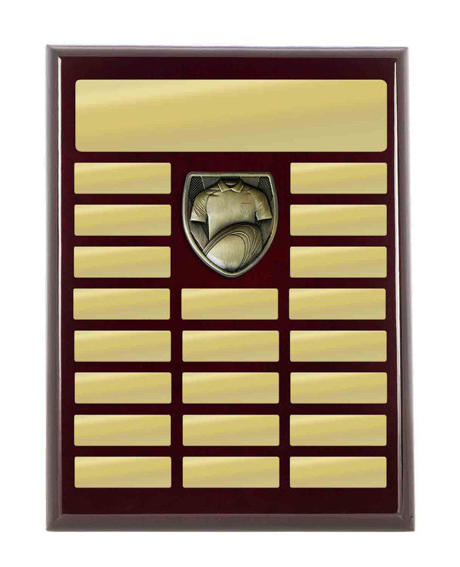Plaque with Rugby Trim 400mm Dark Cherry-Gold